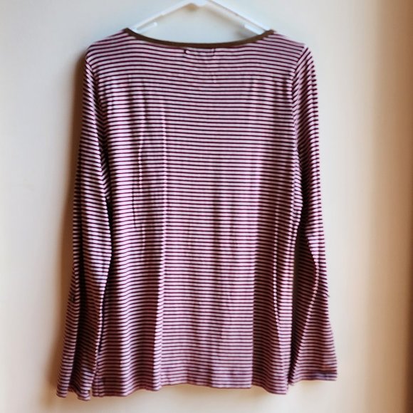 Lauren Ralph Lauren Red/White Pinstriped Scoop Neck Jersey Size Large - Picture 15 of 16